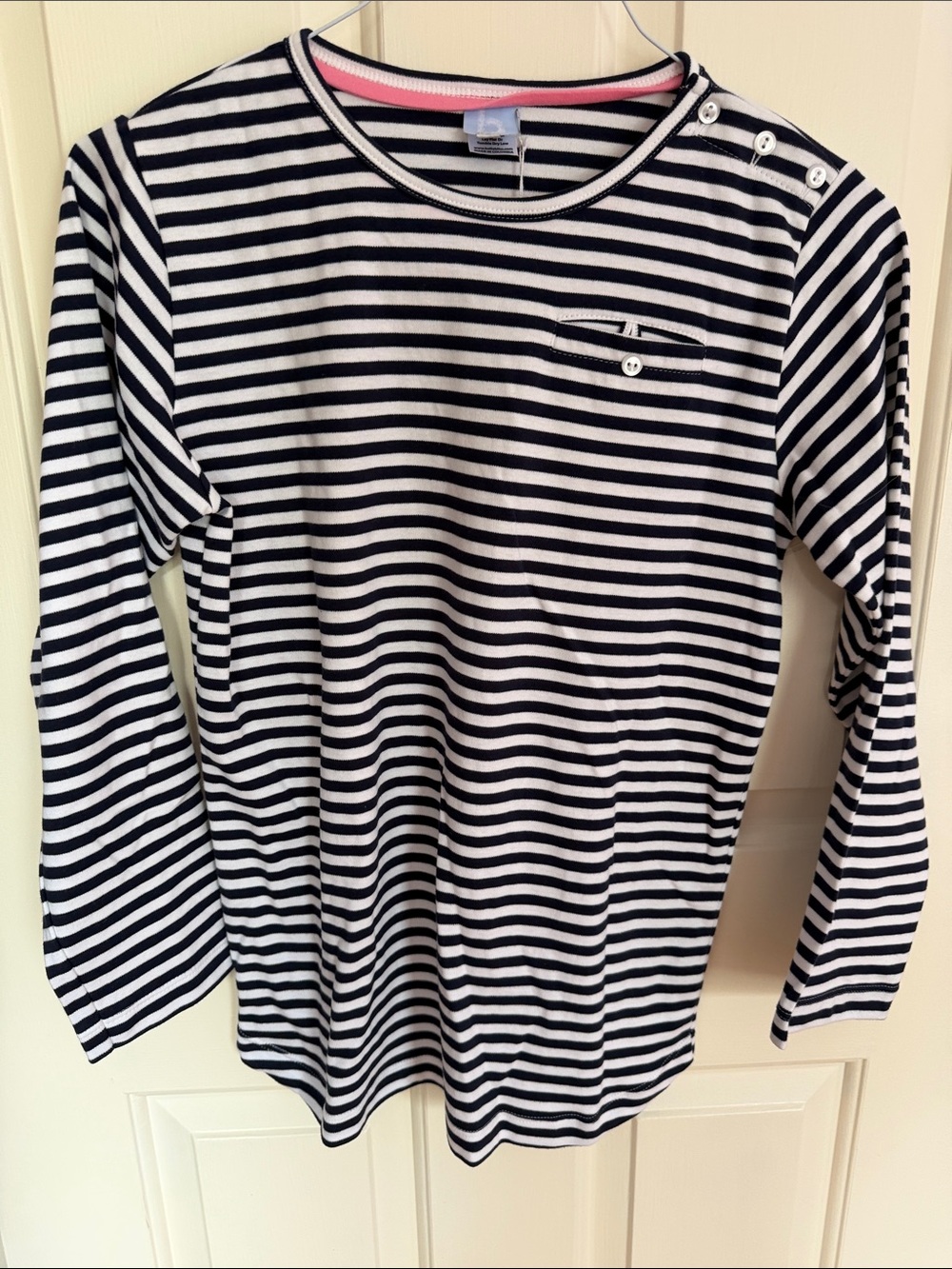 TBBC Girls' Navy & White Striped Long-Sleeve Top